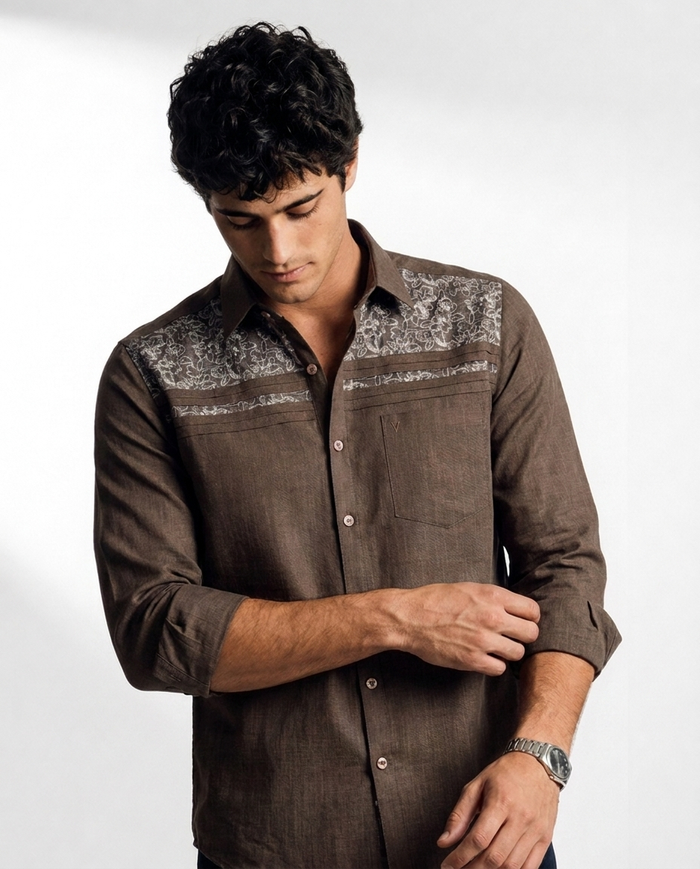 Floral Yoke Pintuck Shirt