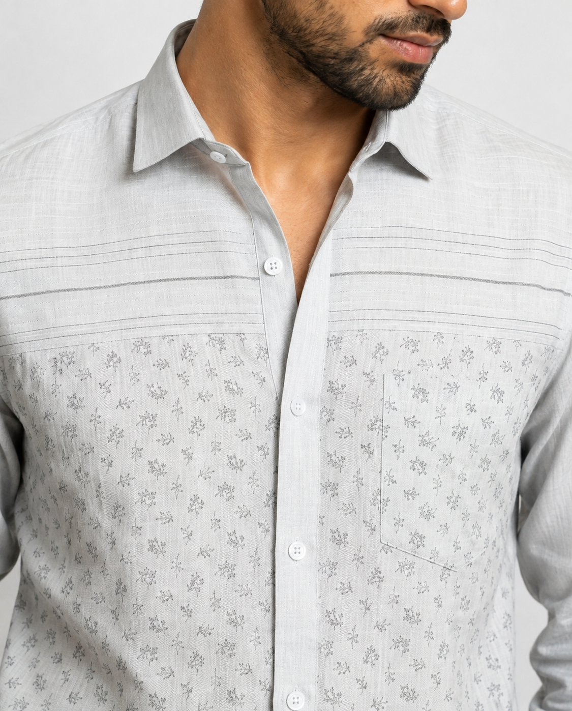 Micro Floral Panel Shirt