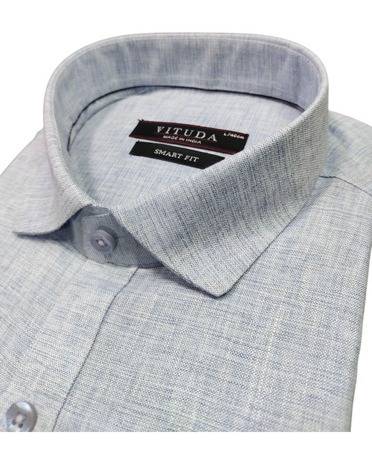 Men's Half Sleeves Light Blue Textured Shirt