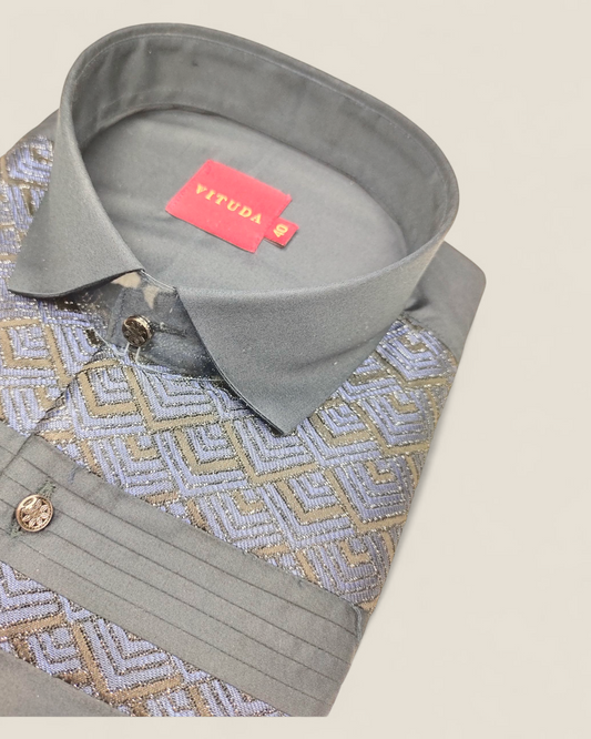 Men's Full Sleeves Premium Geometric Jacquard Shirt