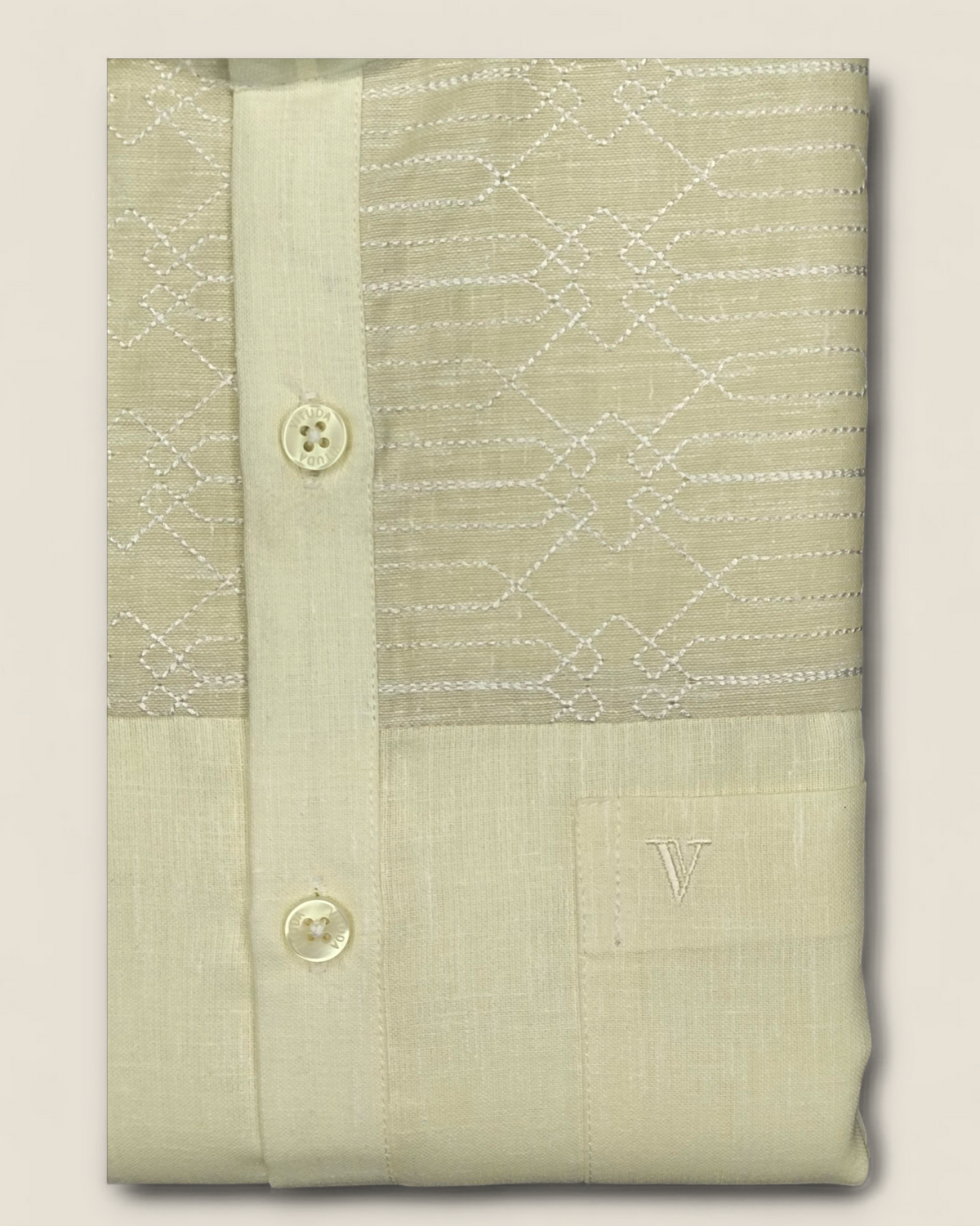 Men’s Ivory Smart Fit Half Sleeves Shirt with Elegant Textured Panel