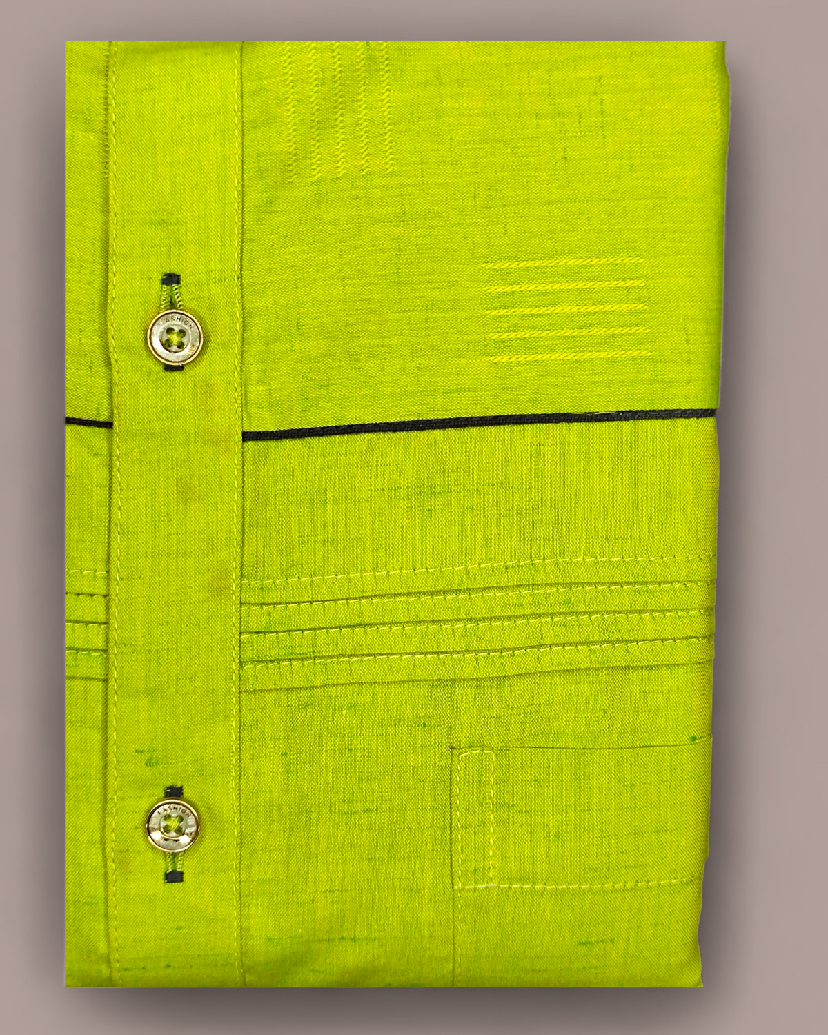 Men’s Lime Green Smart Fit Half Sleeves Shirt with Contrast Stitch Detailing