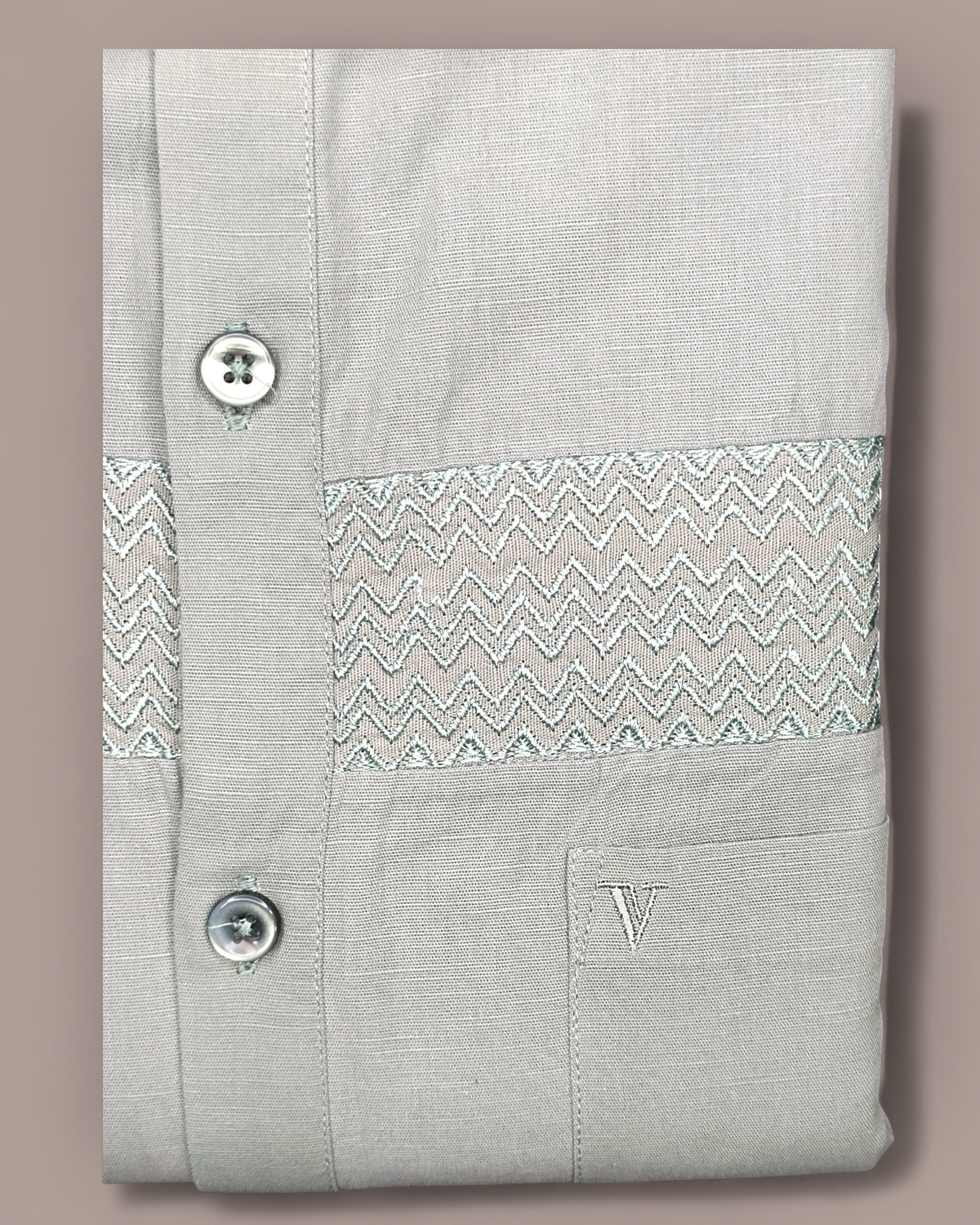 Men’s Light Grey Smart Fit Half Sleeves Shirt with Textured Panel
