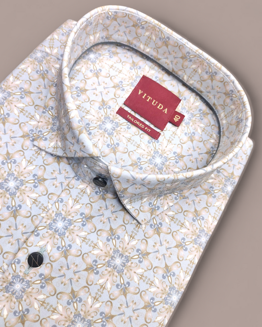 Men’s Floral Mandala Printed Half Sleeve Shirt