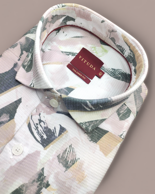 Men’s Pink Abstract Printed Half Sleeve Shirt