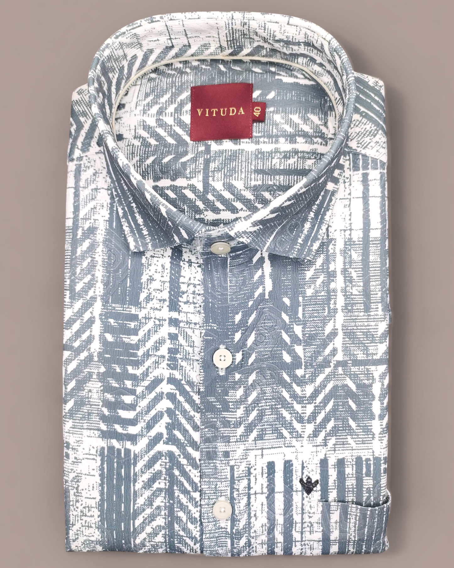 Men’s Grey Geometric Printed Half Sleeve Shirt