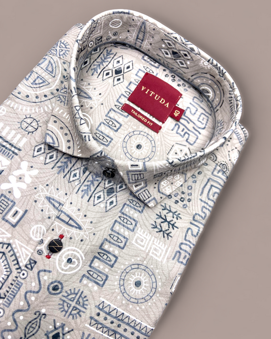 Men’s Tribal Geometric Printed Half Sleeve Shirt