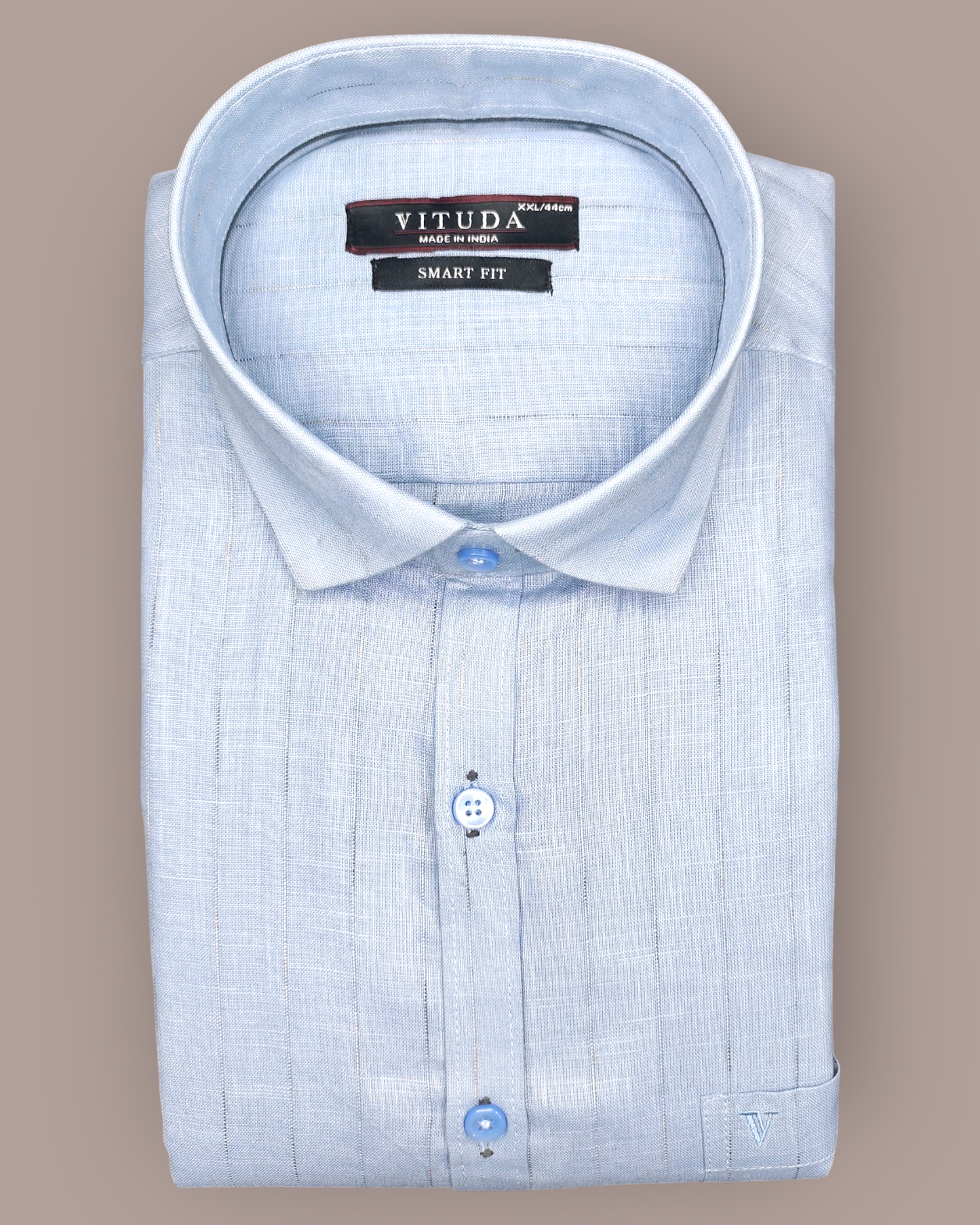 Men’s Light Blue Subtle Stripe Cotton Half Sleeve Shirt