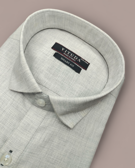 Men's Half Sleeves Light Grey Shirt with Contrast Piping Detail