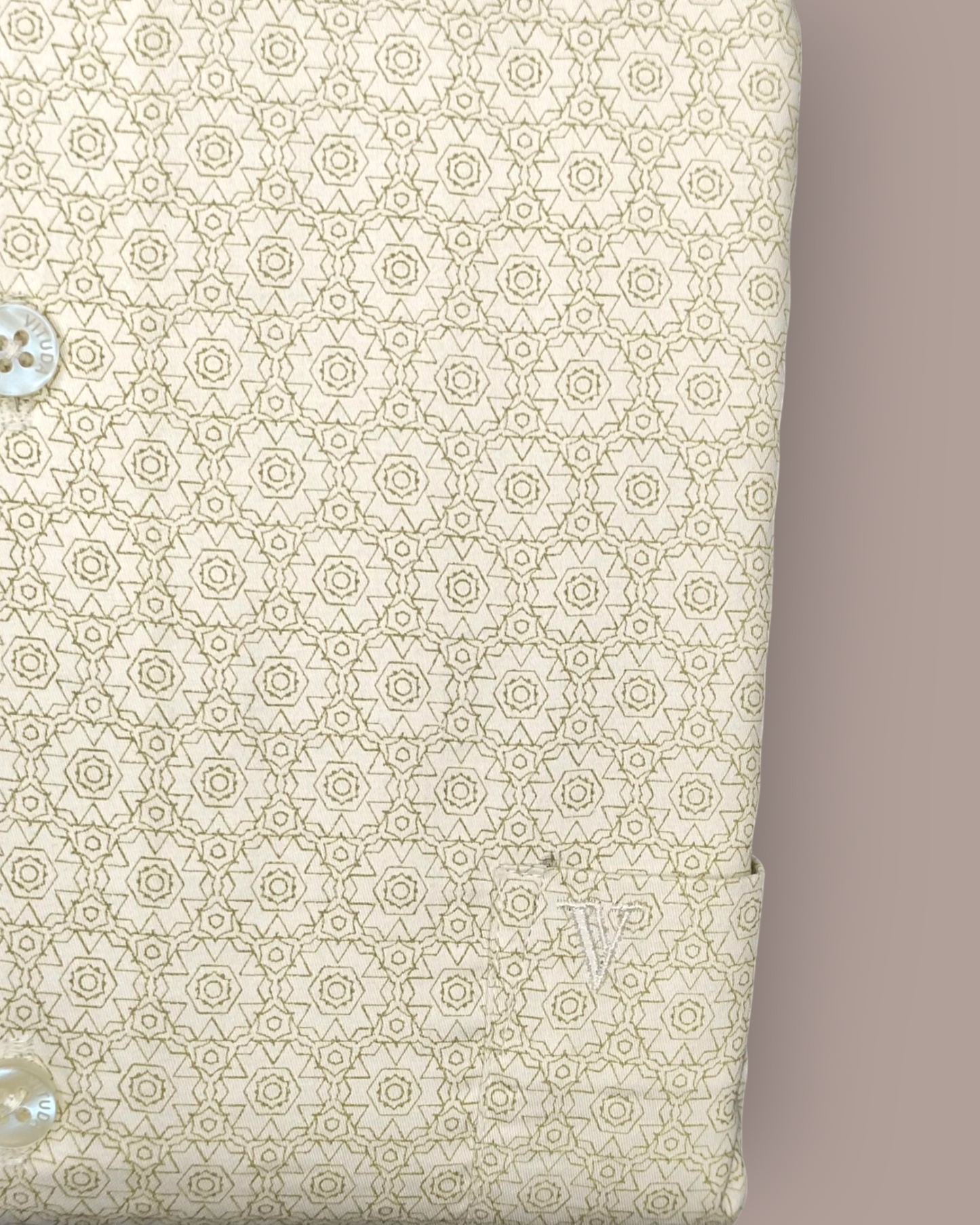Men’s Beige Geometric Print Full Sleeve Shirt