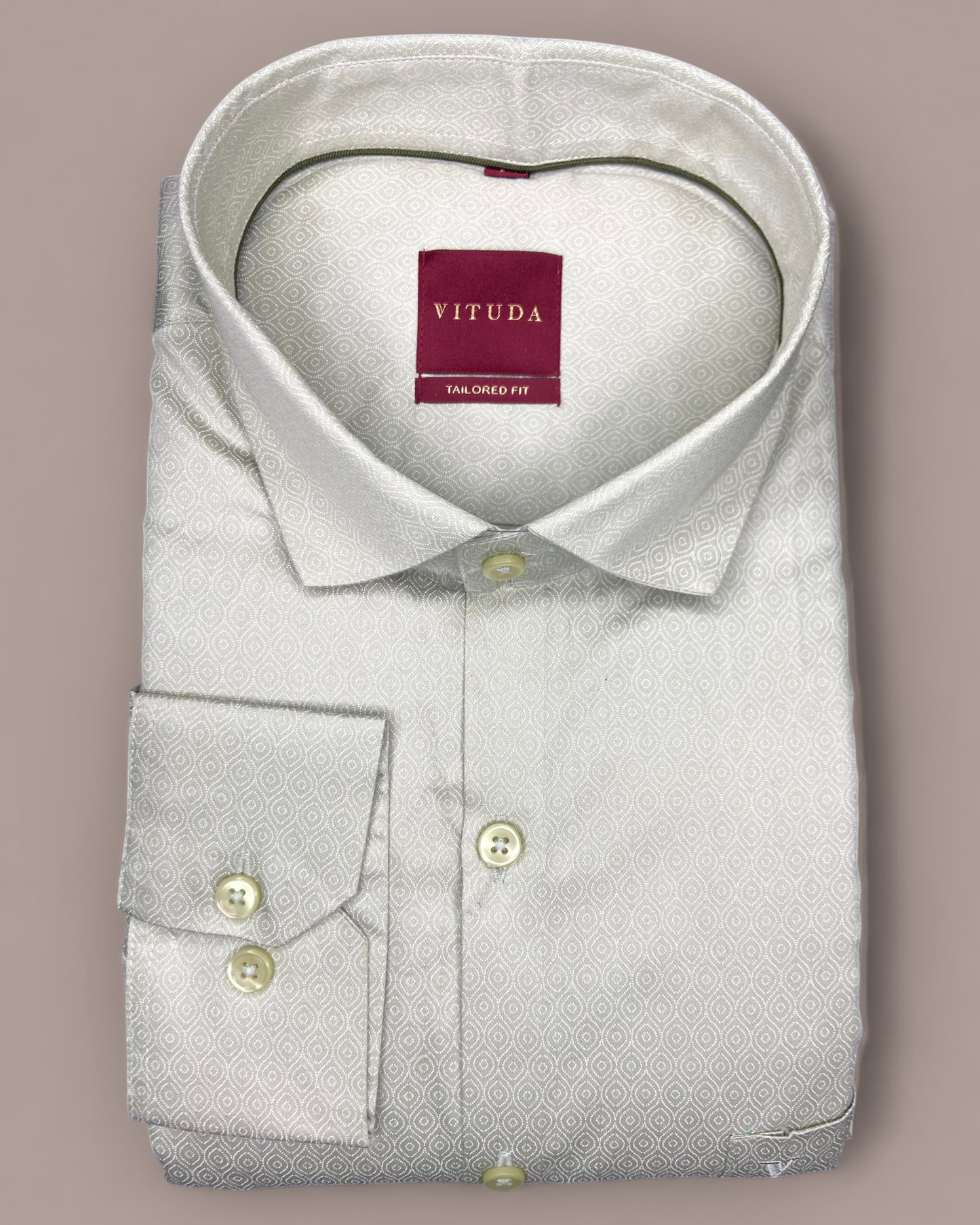Men’s Light Silver Textured Full Sleeve Shirt
