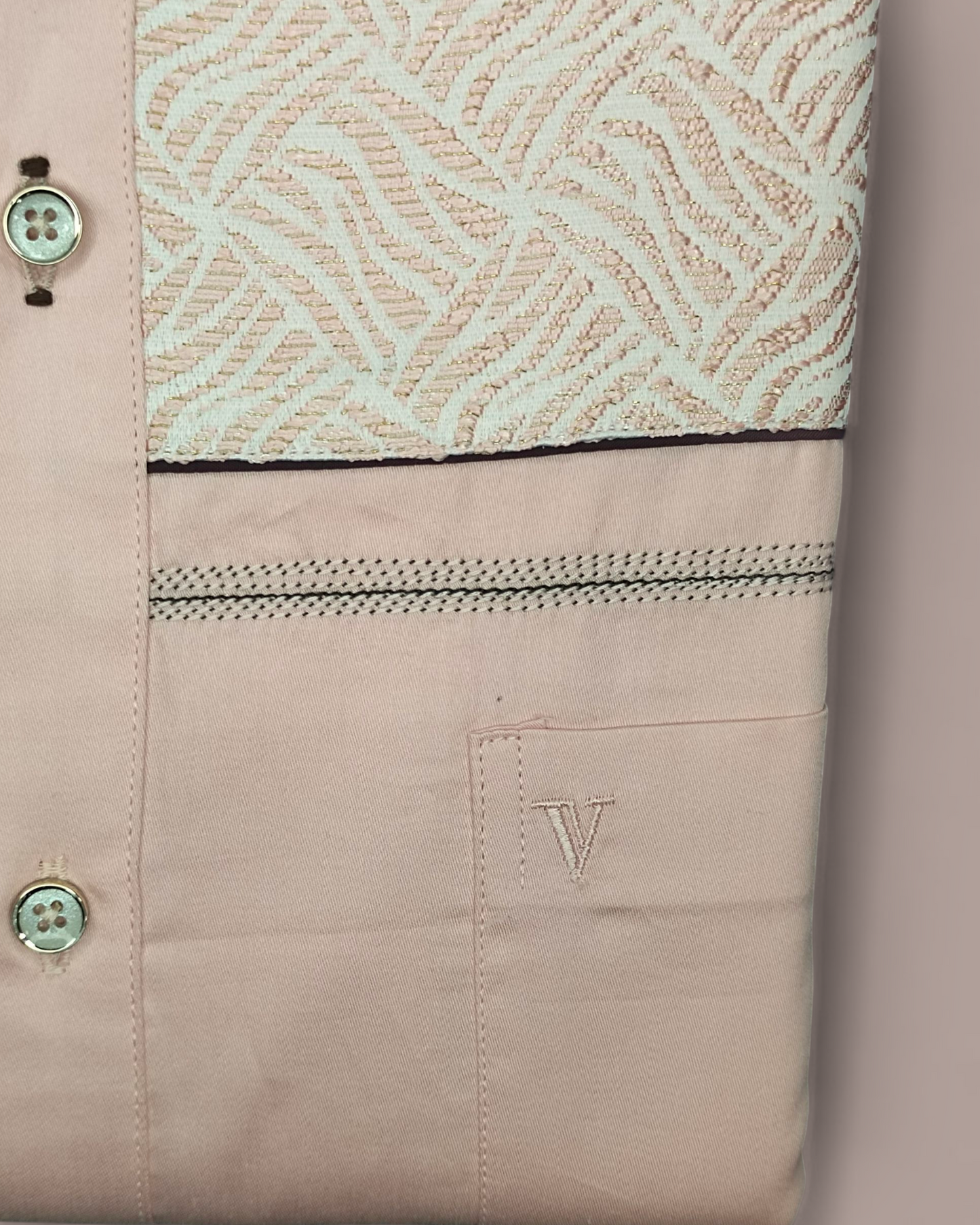 Men’s Pastel Pink Jacquard - Full Sleeves Party Wear Shirt