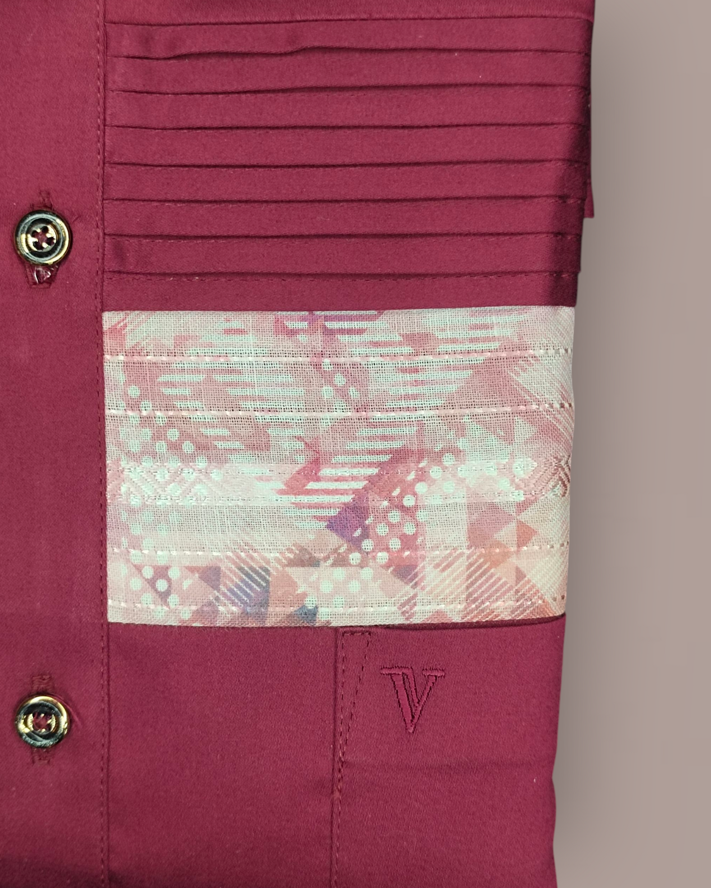Men's Maroon Premium Designer Full Sleeves Shirt with Contrast Panel Detailing
