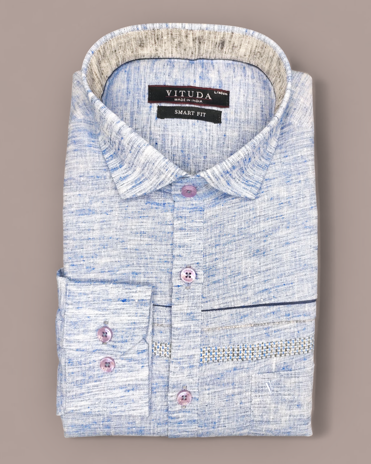 Men's Sky Blue Textured Full Sleeves Party Wear Cotton Shirt