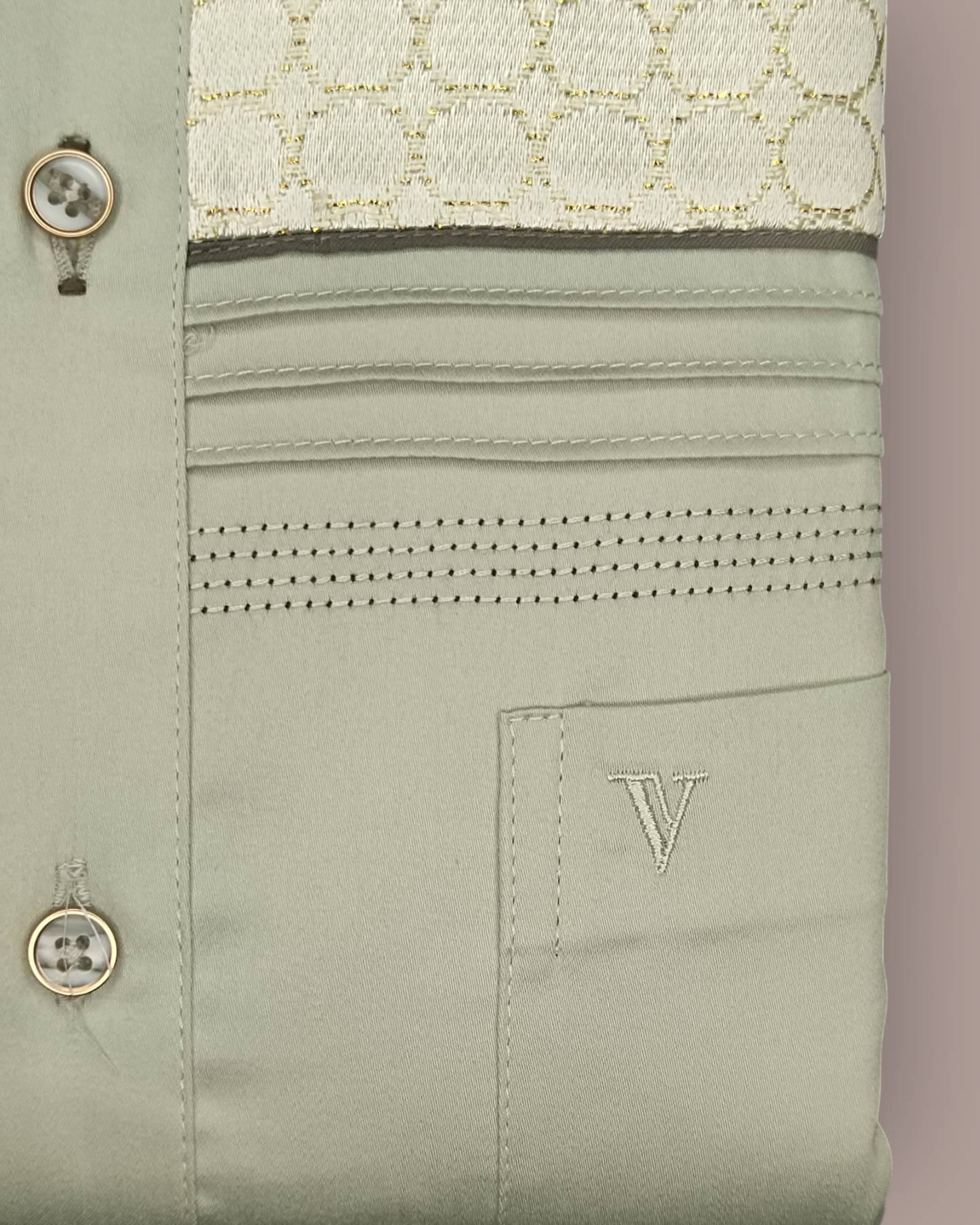 Men's Light Sage Green Premium Embroidered Full Sleeve Shirt – Elegant Festive & Party Wear