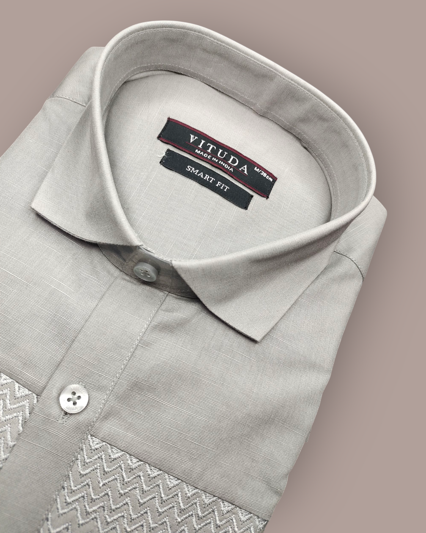 Men’s Light Grey Embroidered Full Sleeves Party Wear Shirt – Premium Festive & Party Wear