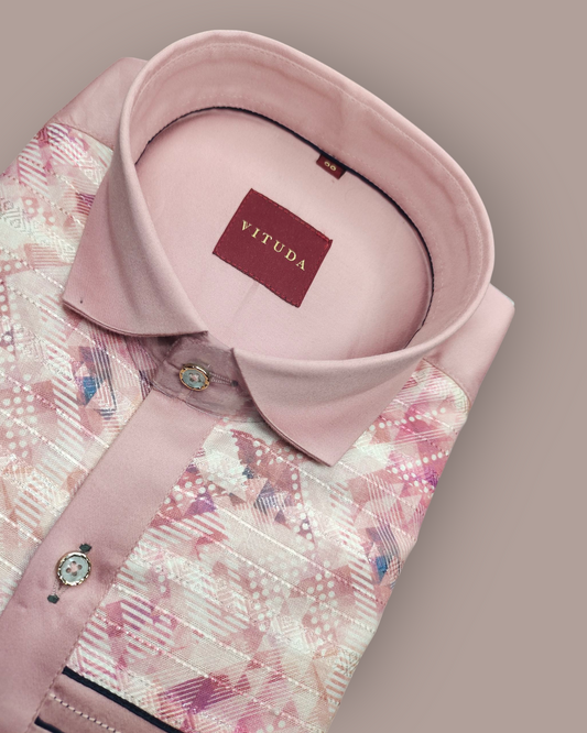 Men’s Pink Full Sleeves Party Wear Shirt – Premium Casual & Party Wear