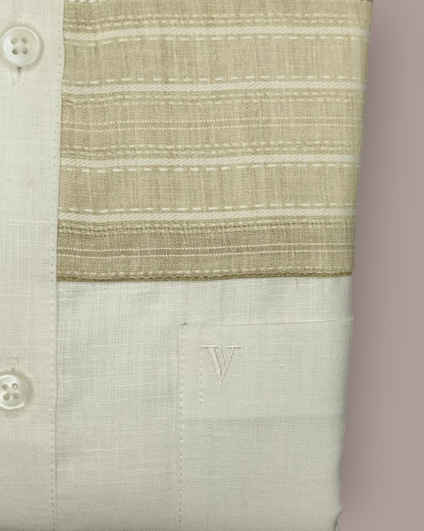 Men’s White & Beige Striped Cotton Blend Full Sleeves Party Wear Shirt