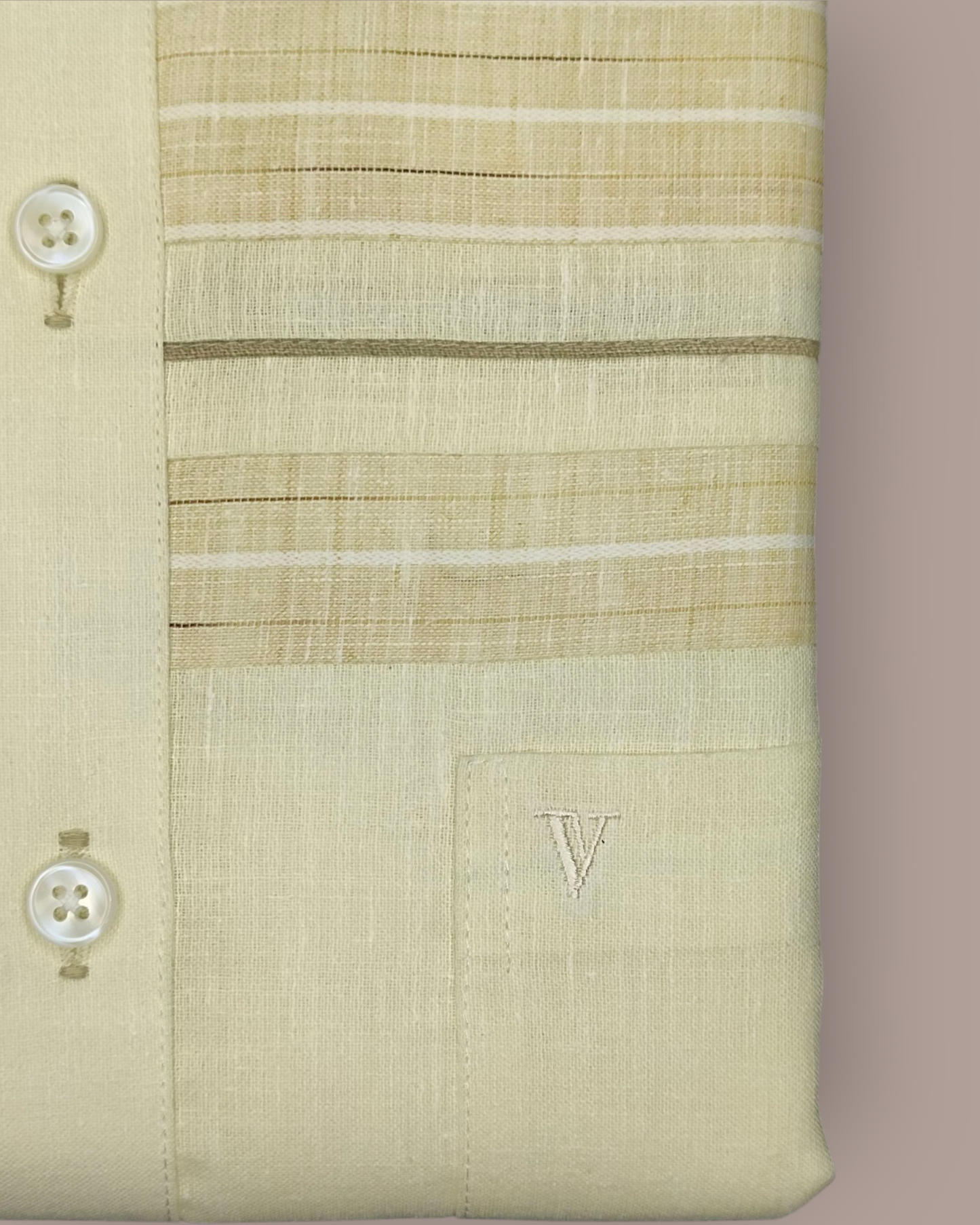 Men’s Cream Striped Cotton Blend Full Sleeve Shirt – Elegant Casual & Party Wear