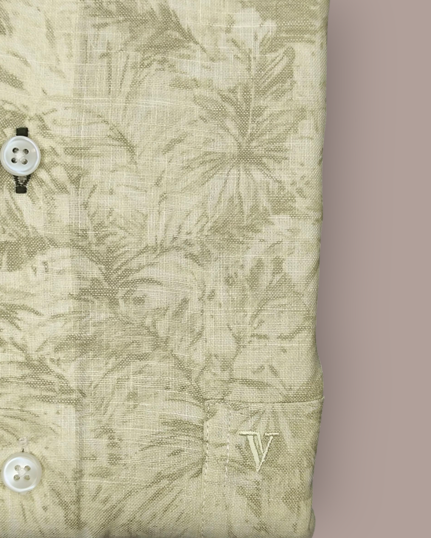 Men’s Beige Tropical Print Linen Look Full Sleeve Shirt