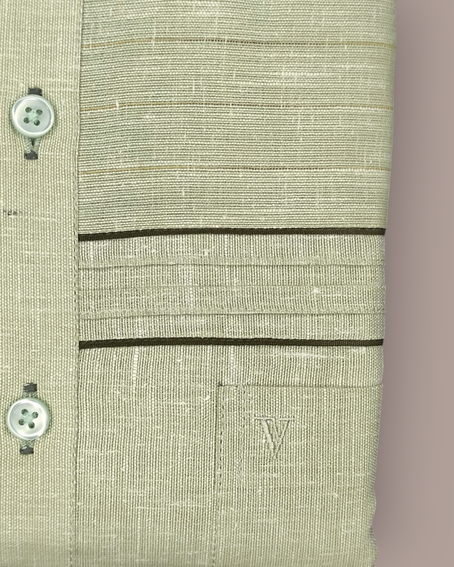 Men’s Beige Linen Textured Full Sleeves Party Wear Shirt with Stylish Panel Detailing