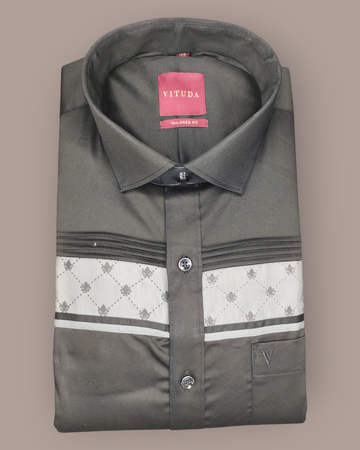 Men’s Black Full Sleeve Party Wear Shirt – Contrast Panel Design