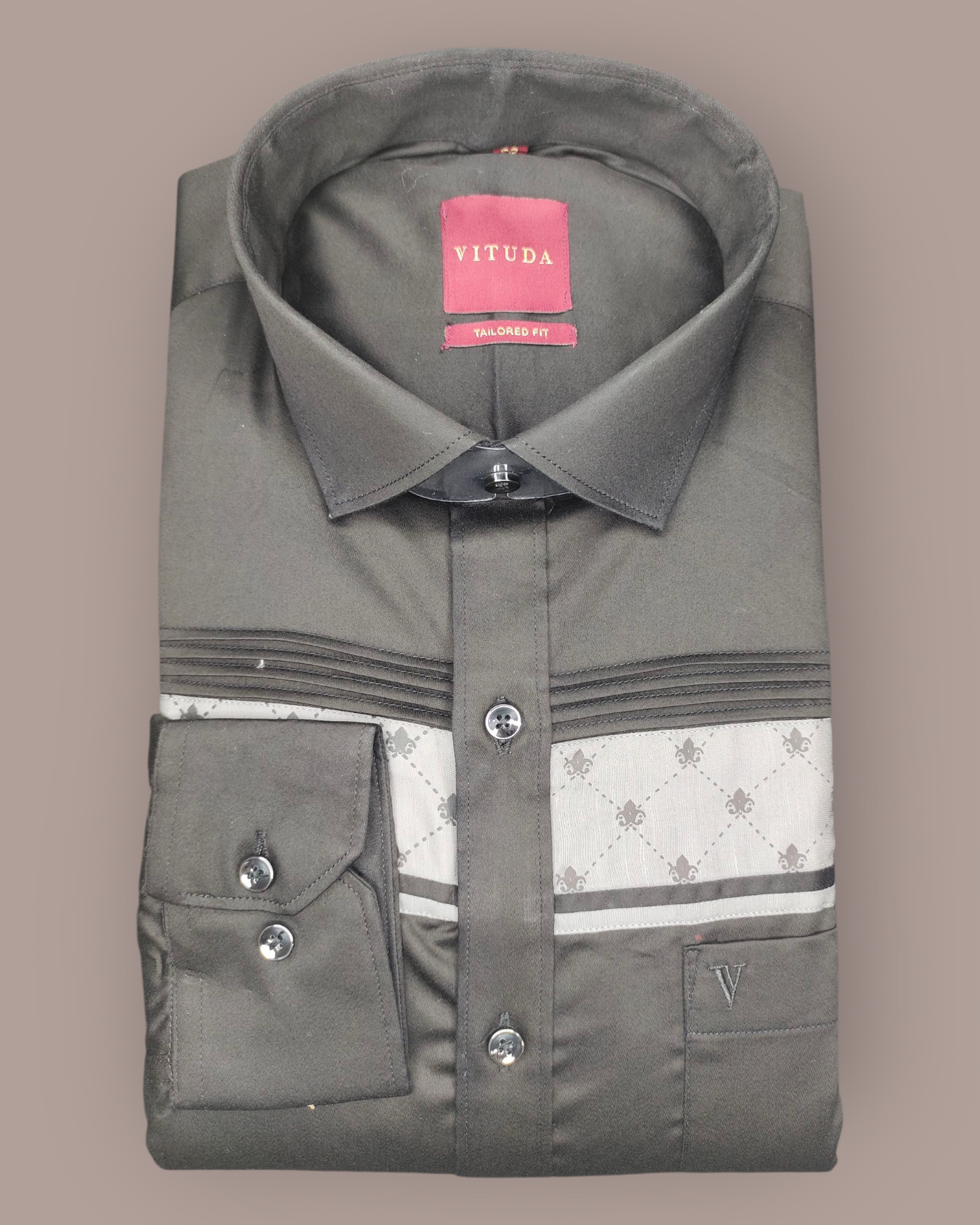 Men’s Black Full Sleeve Party Wear Shirt – Contrast Panel Design