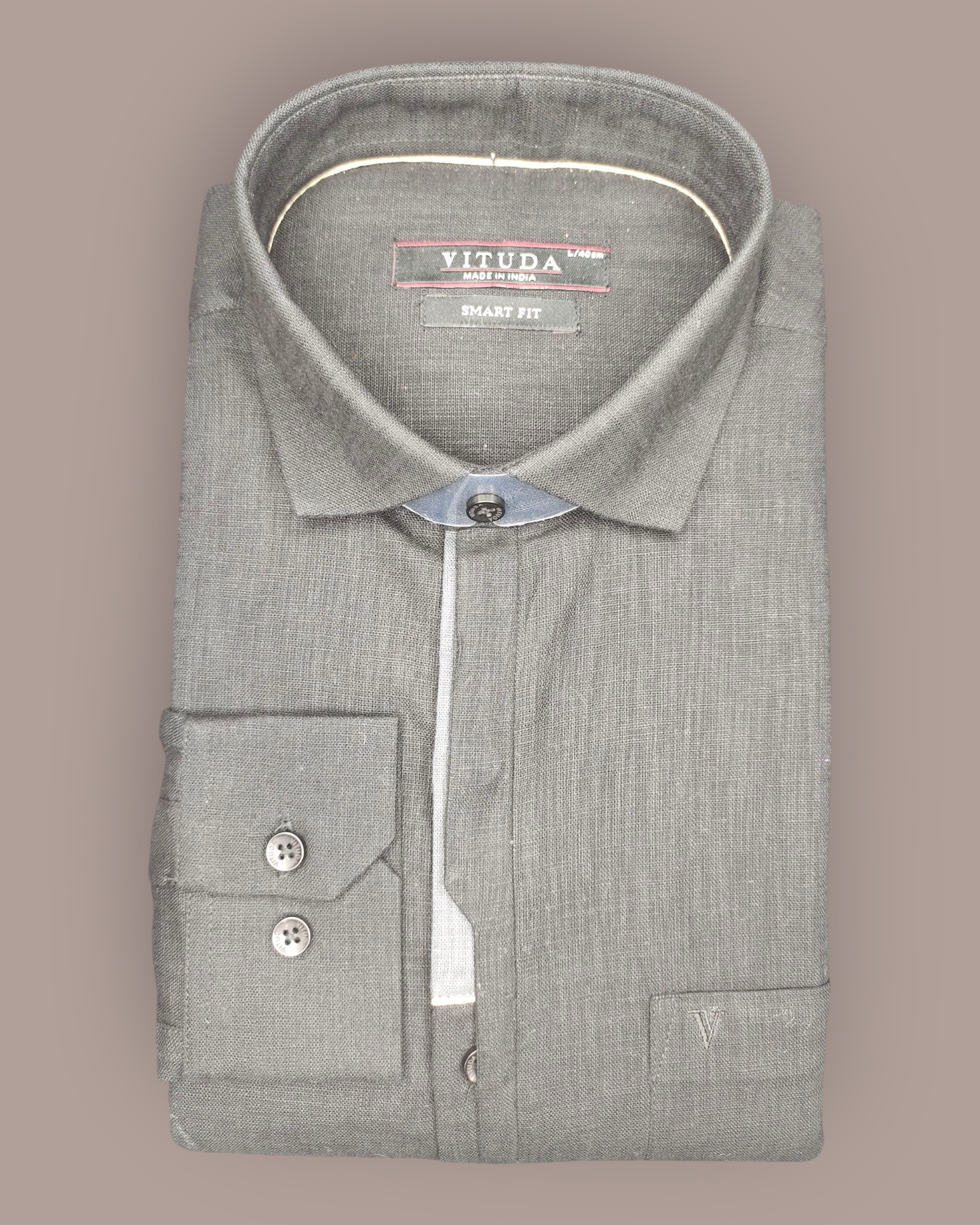 Men’s Black Full Sleeves Party Wear Shirt – Minimalist Contrast Trim Design