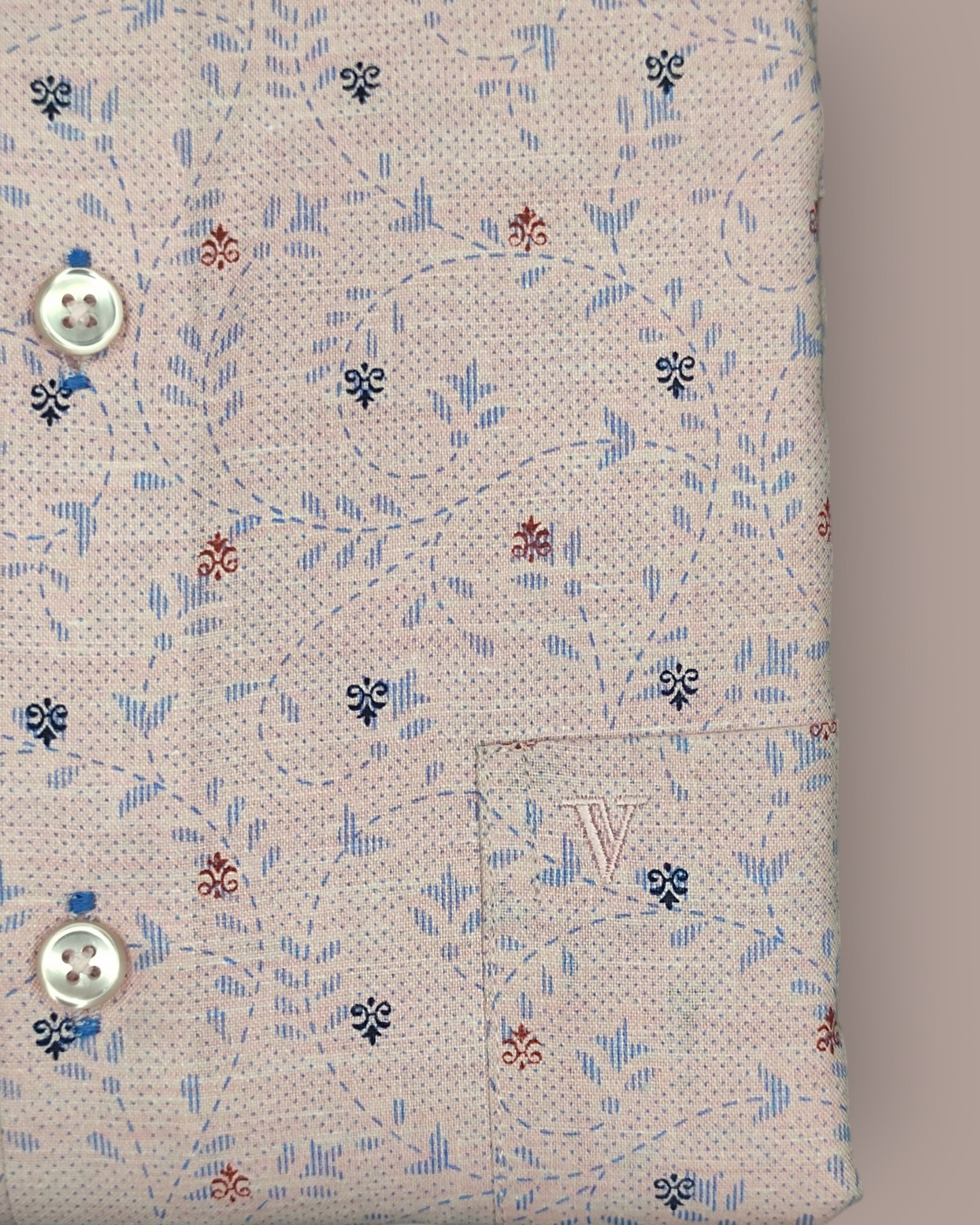 Men’s Peach Floral Printed Full Sleeve Shirt