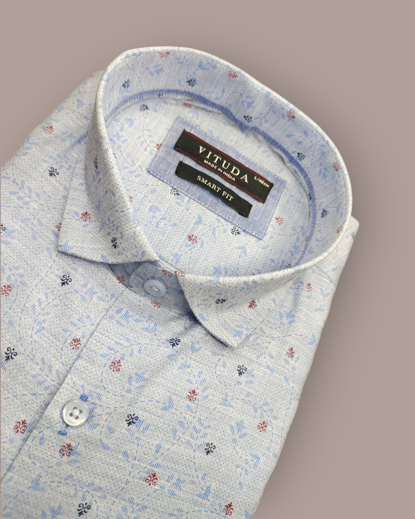 Men’s Blue Floral Printed Full Sleeve Shirt