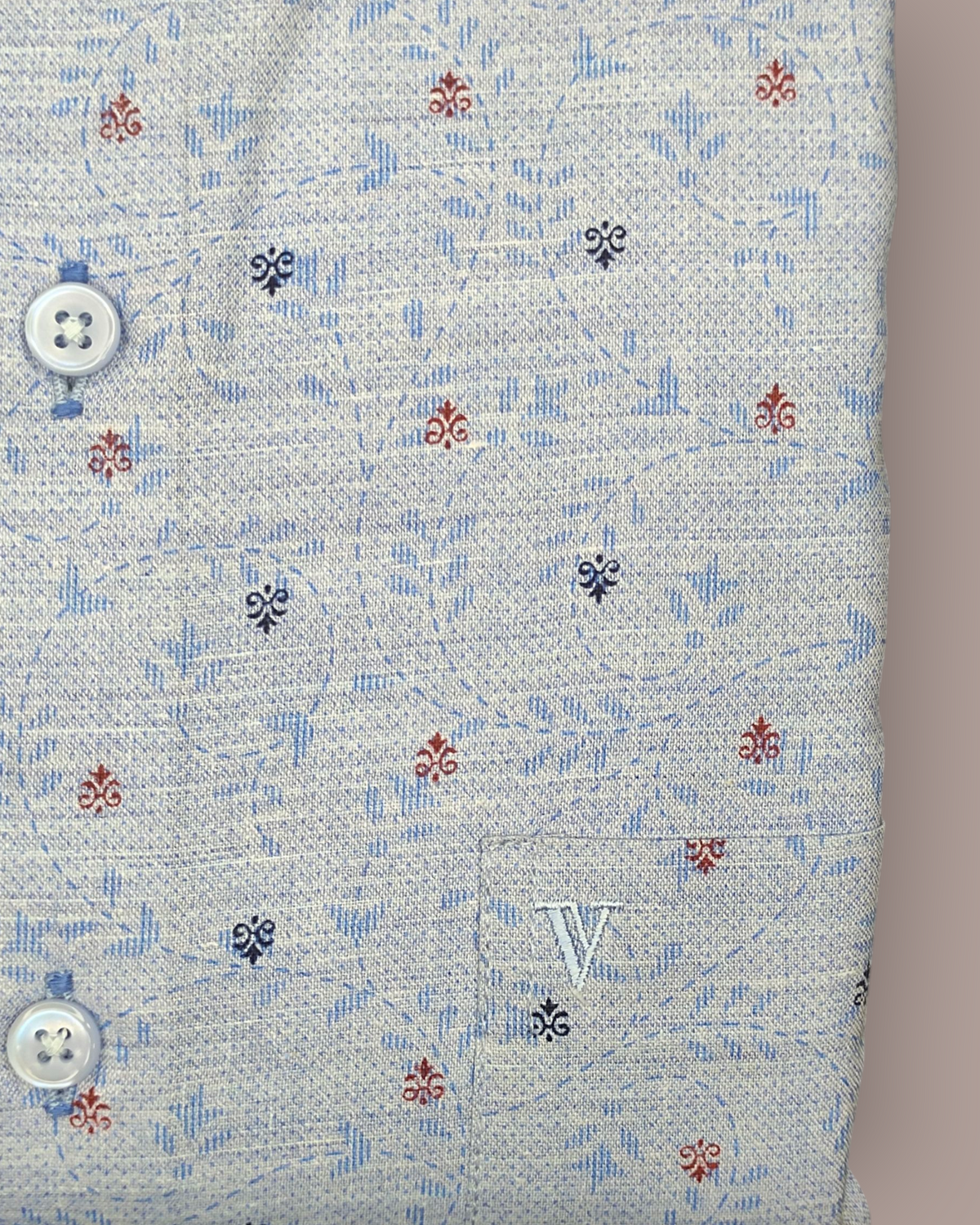 Men’s Blue Floral Printed Full Sleeve Shirt
