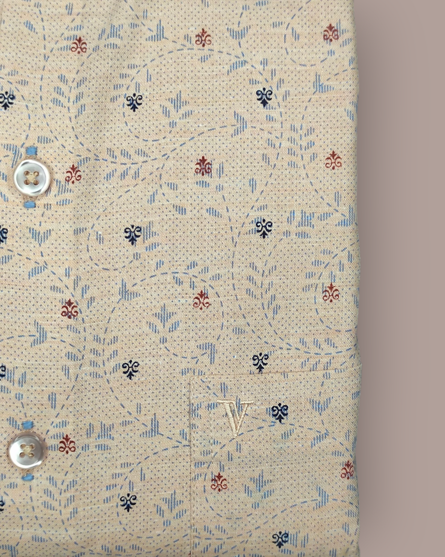 Men’s Cream Floral Printed Full Sleeve Shirt