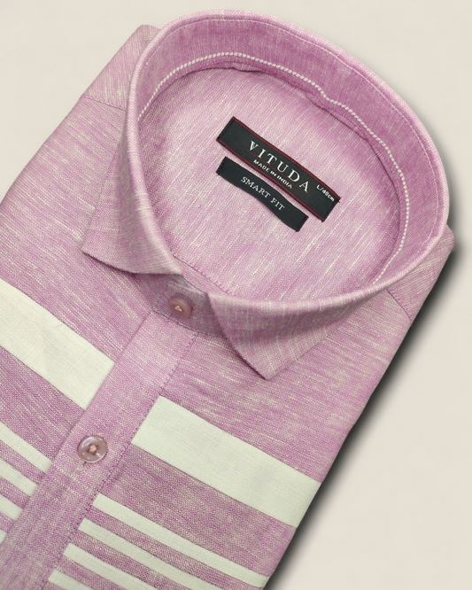 Men’s Lavender Striped Full Sleeves Party Wear Shirt