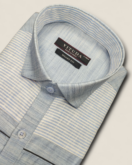 Men’s Light Blue Full Sleeves Party Wear Shirt – Contemporary Ethnic Fusion