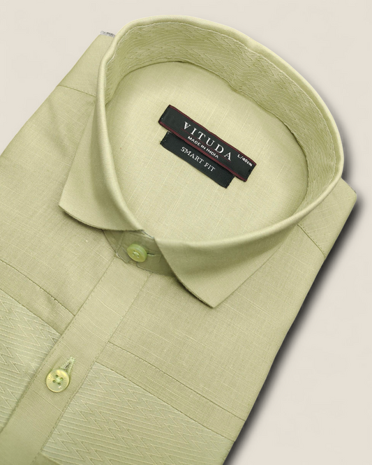 Men’s Light Green Full Sleeves Shirt – Subtle Weave Detailing