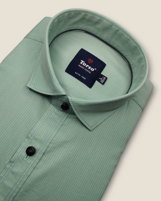 Men's Full Sleeves Smart Casual Shirt – Green | Premium Cotton Blend | Classic Fit