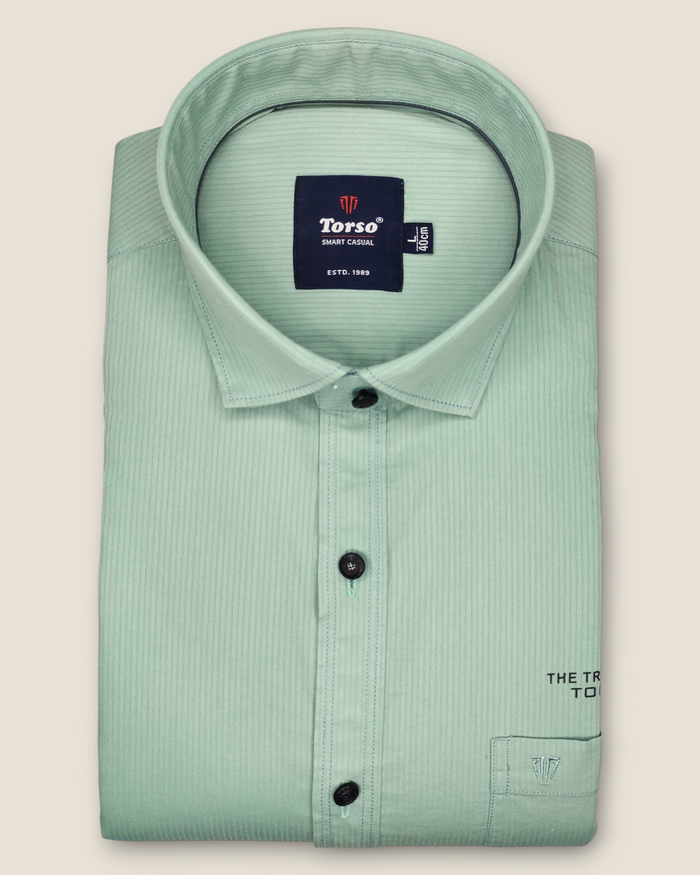 Men's Full Sleeves Smart Casual Shirt – Green | Premium Cotton Blend | Classic Fit