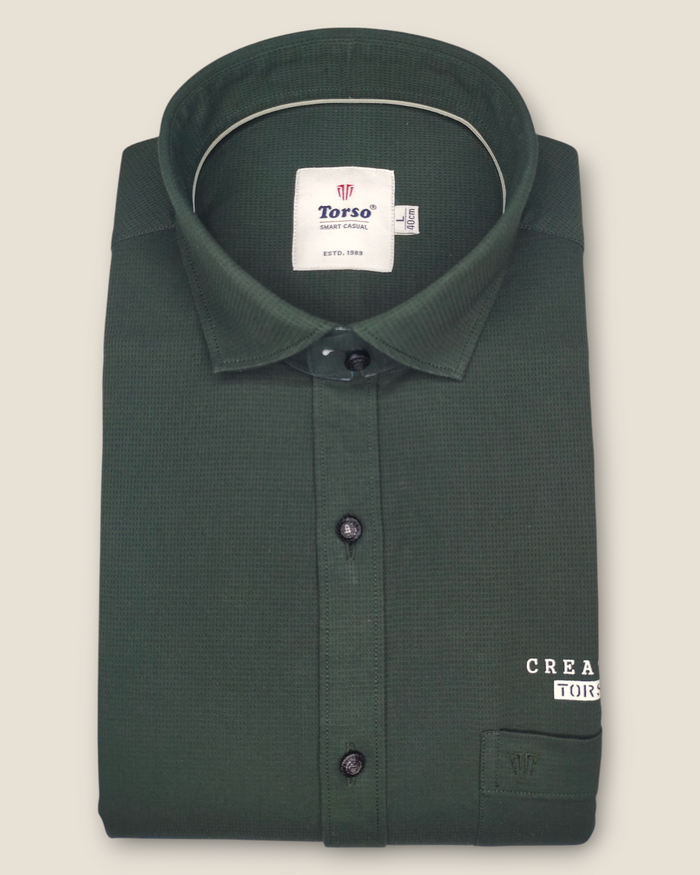 Men's Full Sleeves Smart Casual Shirt – M Green | Premium Cotton Blend | Classic Fit