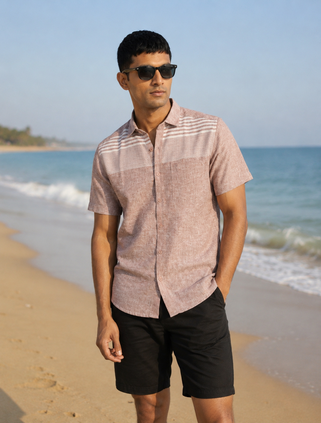 Micro Floral Stripe Panel Shirt