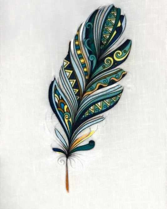 Men’s White Full Sleeve Linen Shirt with Peacock Print – Onam Special Edition