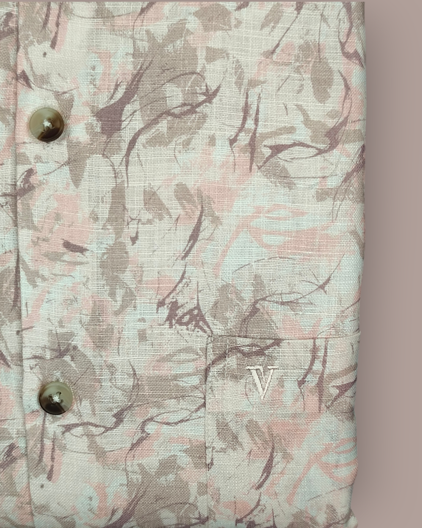 Men's Full Sleeves Abstract Brushstroke Shirt – Pale Grey & Blush Pink