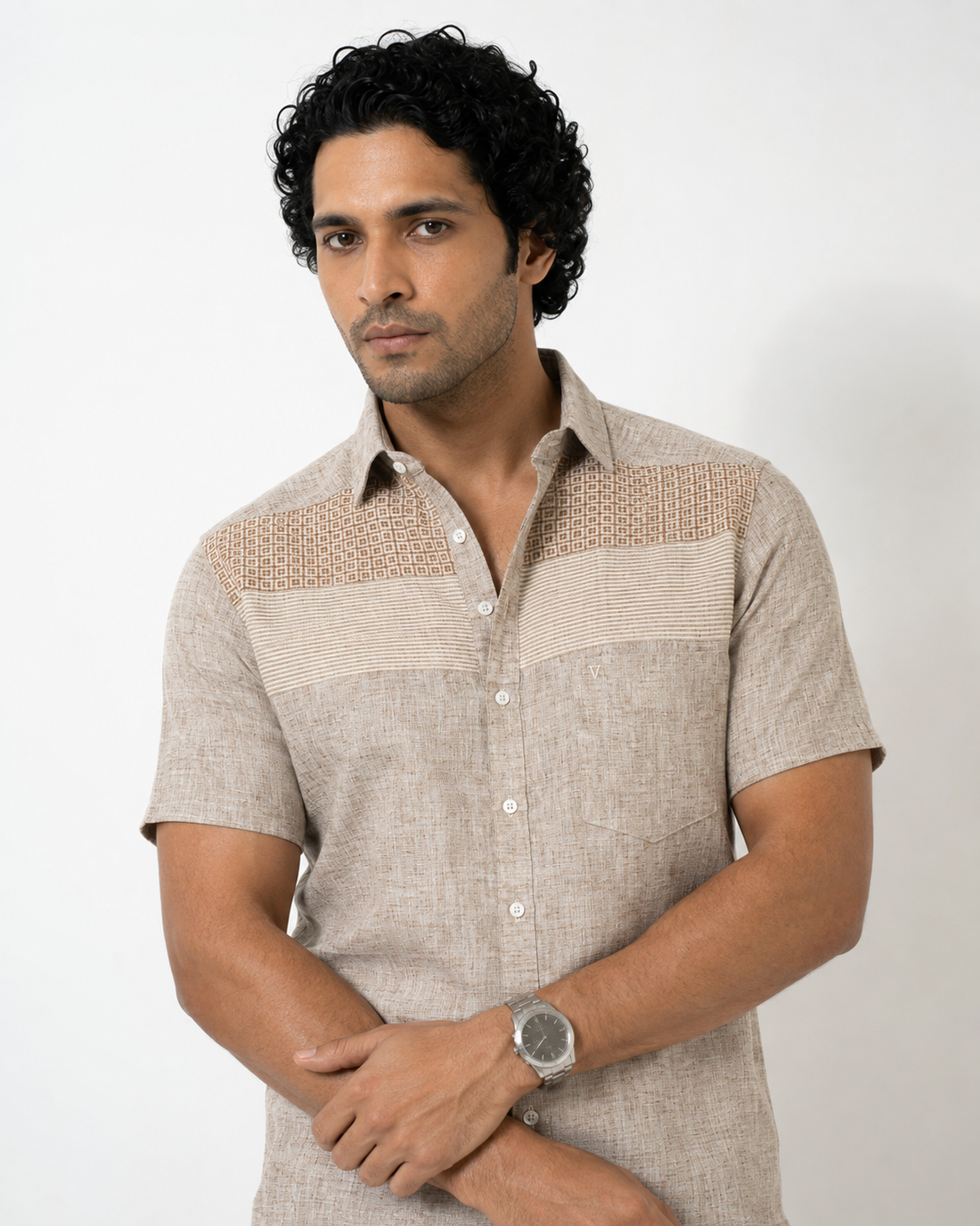 Artisan Weave Panel Shirt