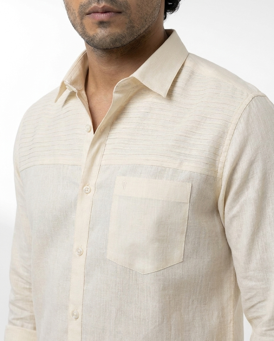 Textured Yoke Linen Shirt