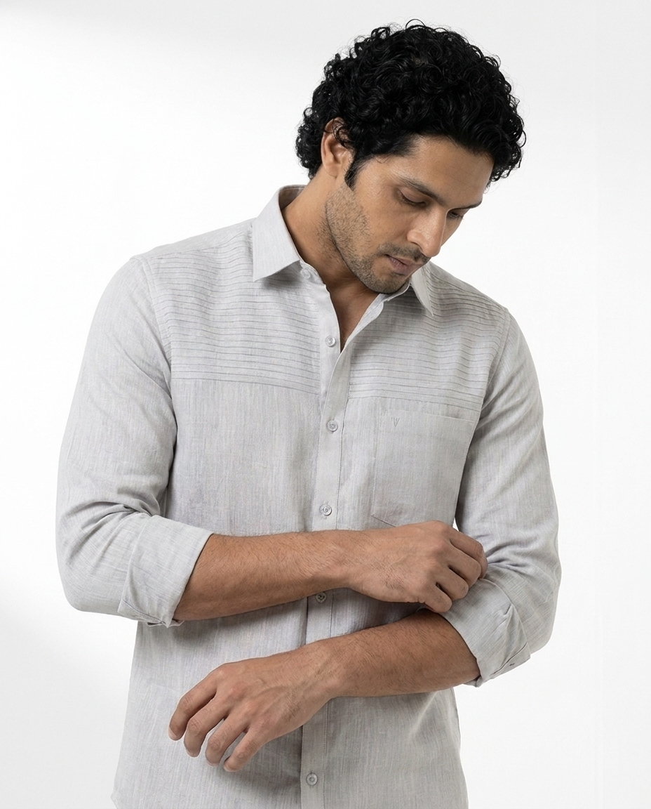 Micro-Rib Yoke Linen Shirt