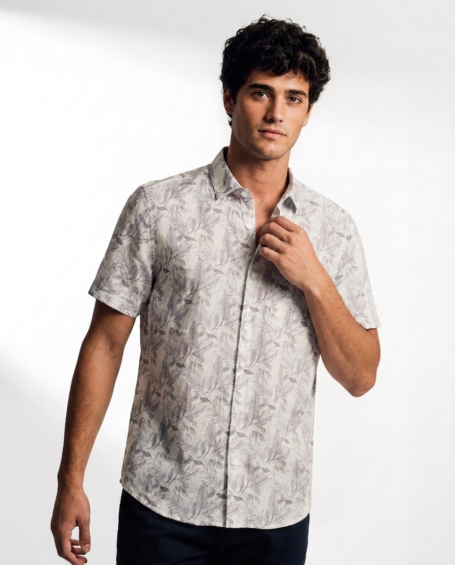 Watercolor Foliage Linen Shirt