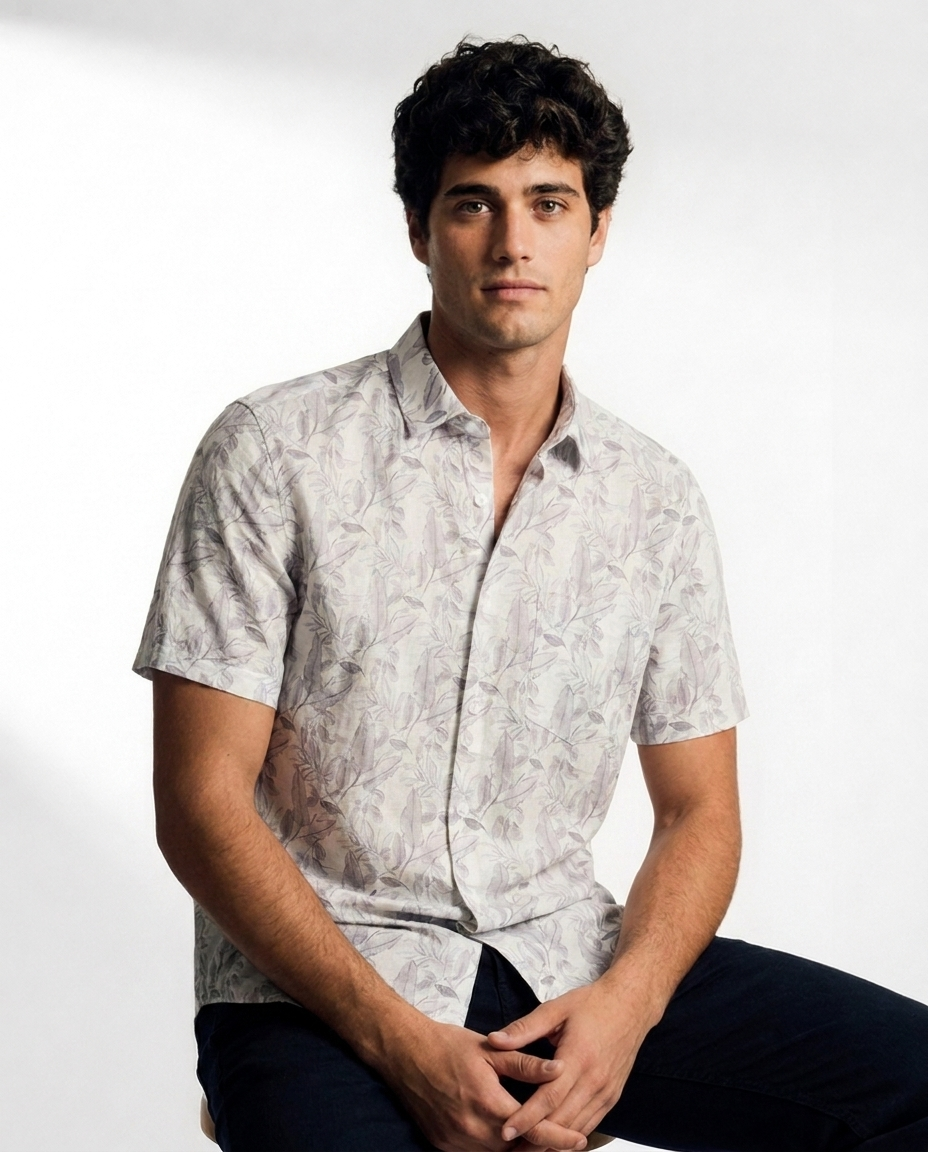 Watercolor Foliage Linen Shirt