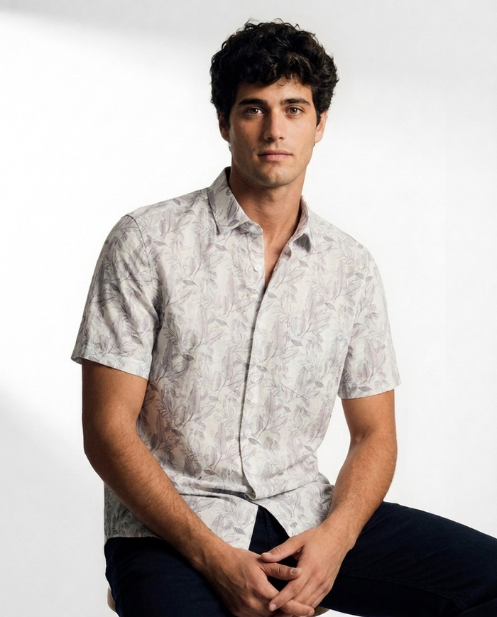 Watercolor Foliage Linen Shirt
