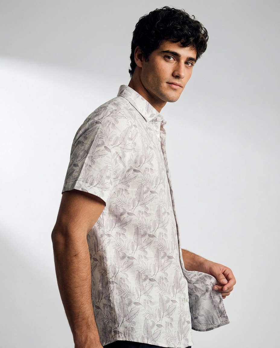 Watercolor Foliage Linen Shirt