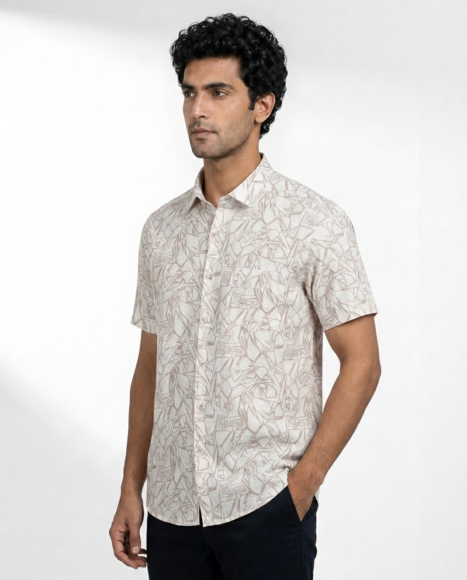 Angular Line Art Print Shirt