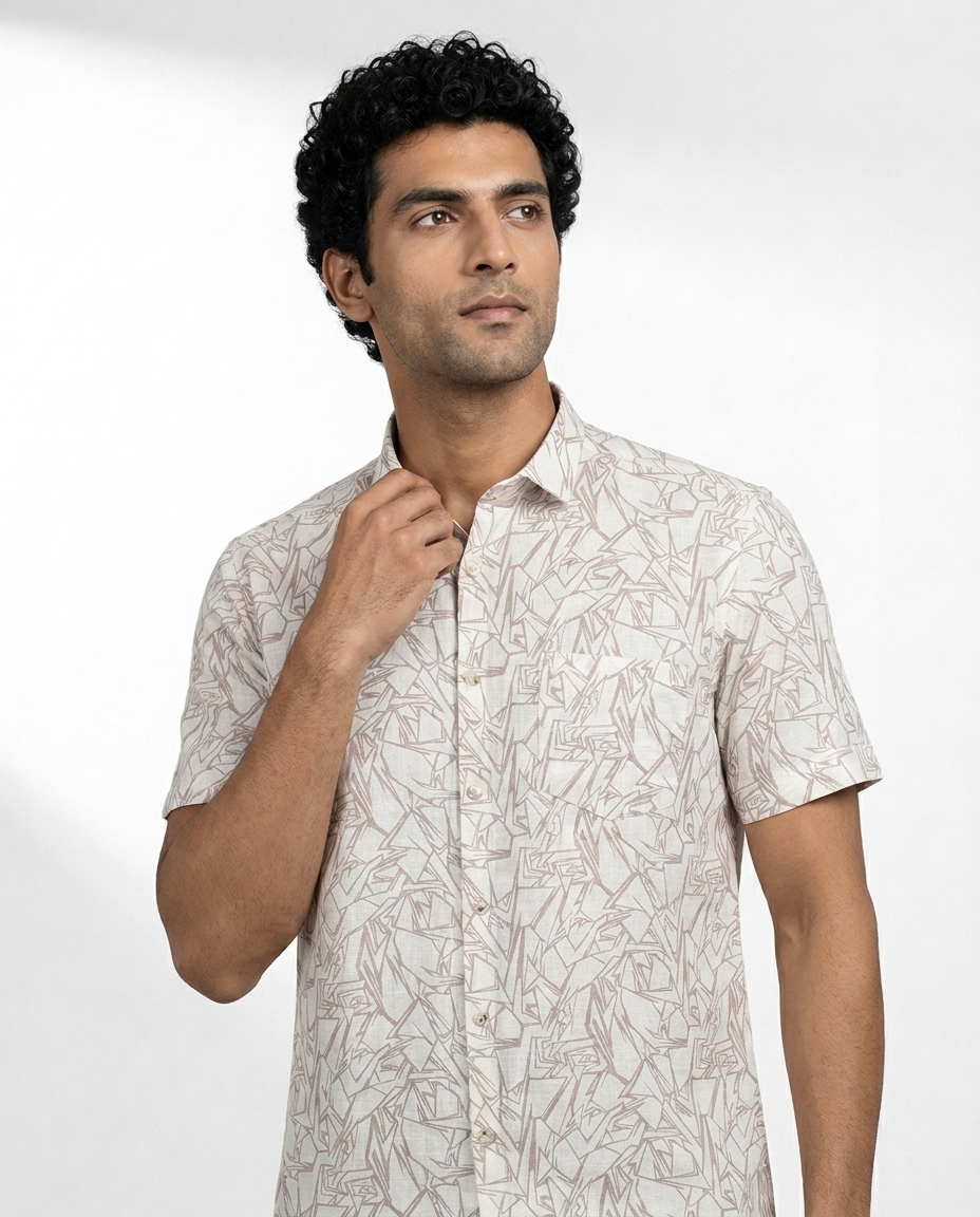 Angular Line Art Print Shirt